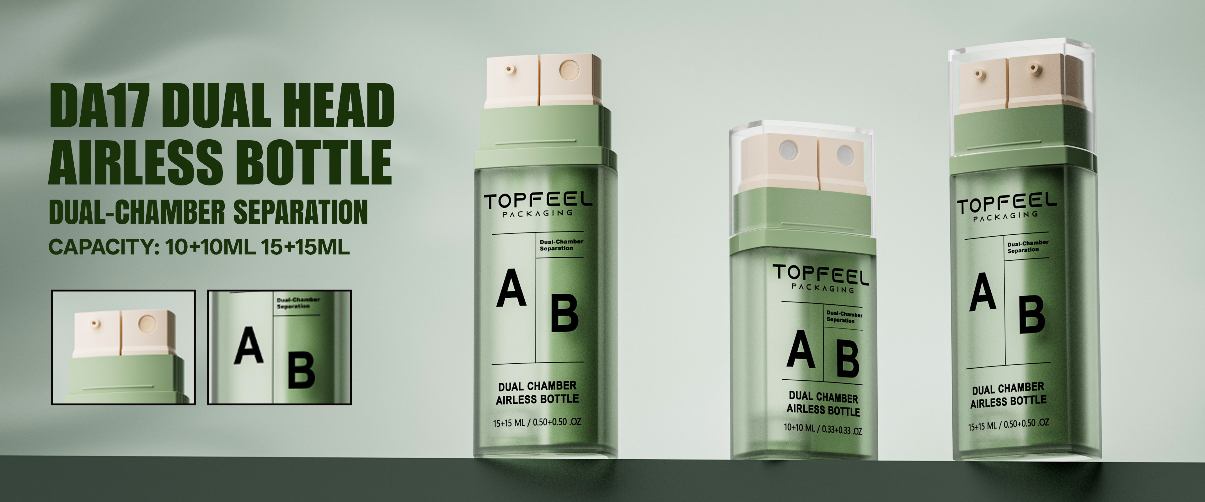 Dual chamber airless bottle