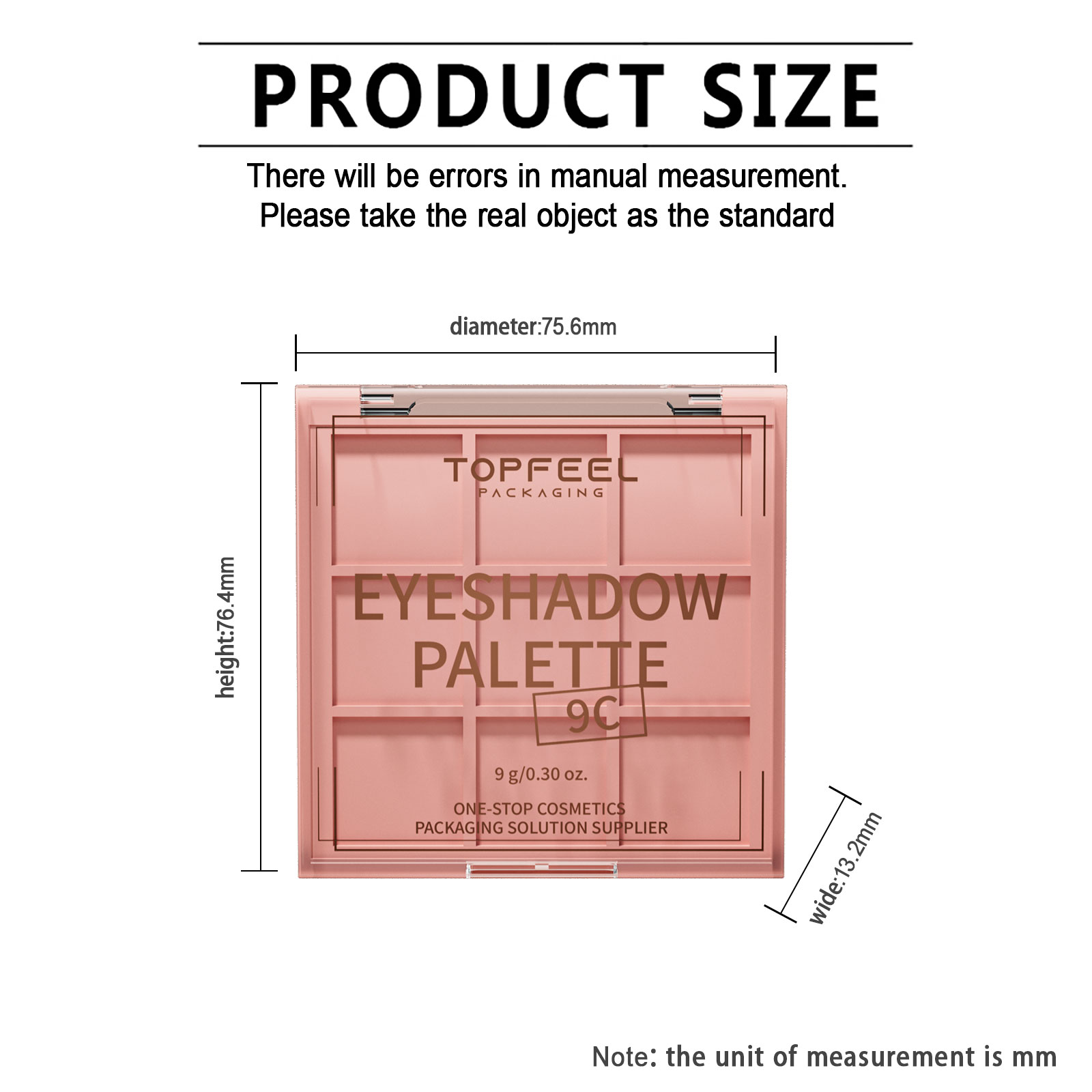 Empty eyeshadow palette size