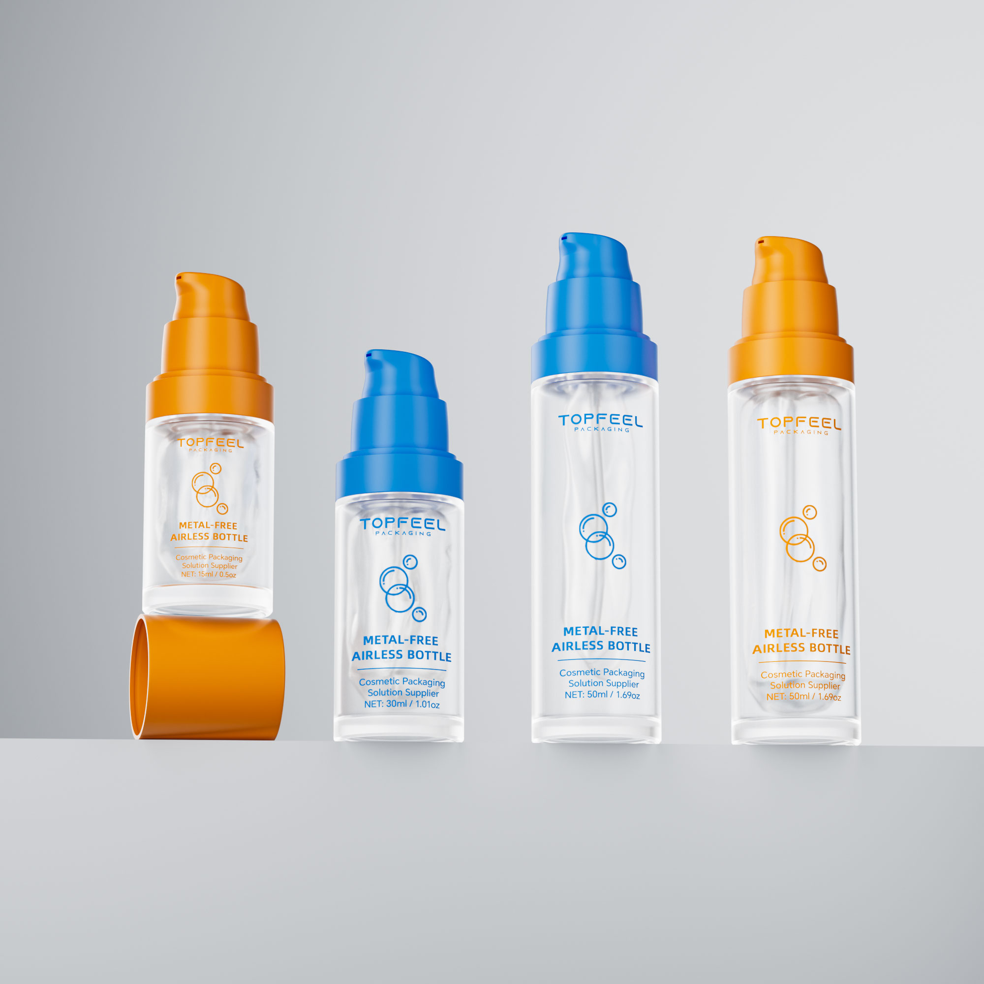 PA175 Metal-free Glass Airless Pouch Bottle Sustainable Skincare Packaging