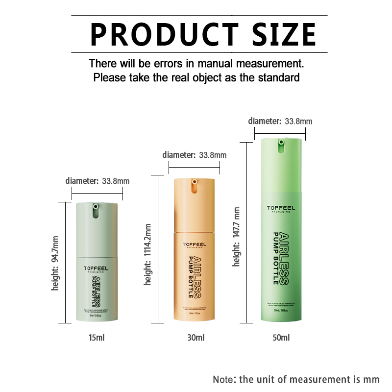 cosmetic packaging size