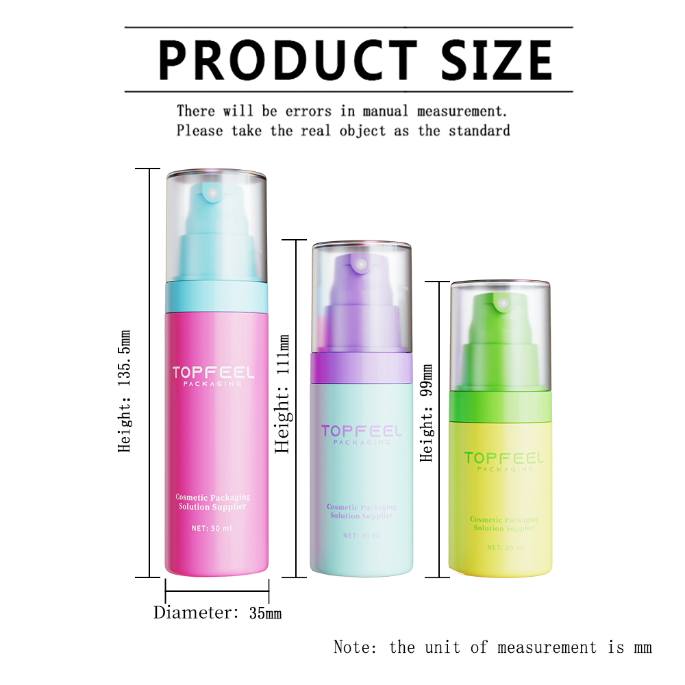 airless cosmetic bottle size