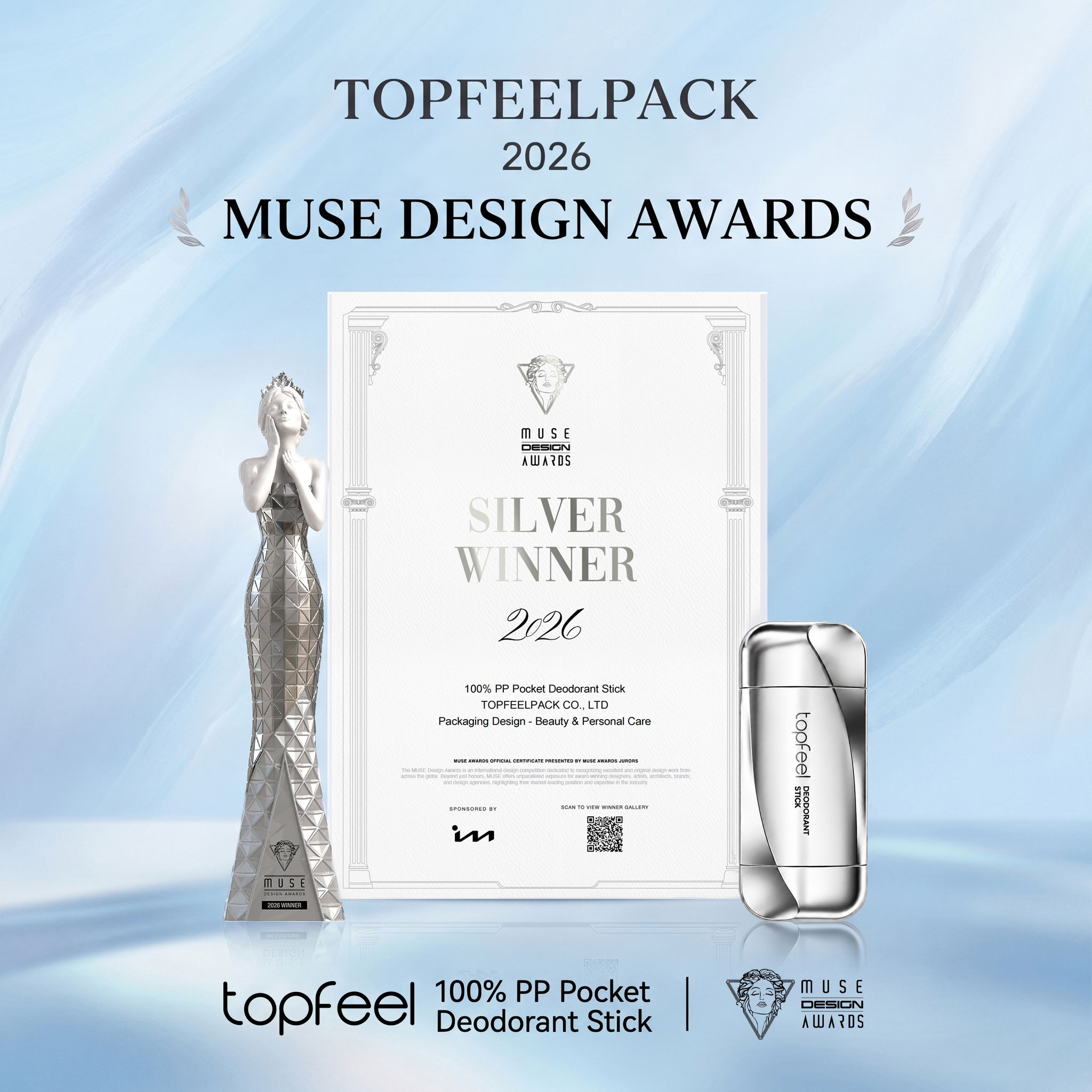 Topfeelpack 100% PP Pocket Deodorant Stick Wins Silver at the 2026 MUSE Design Awards