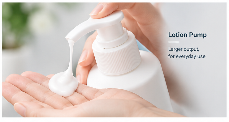 Cosmetic pump bottle packaging components arranged for product development review