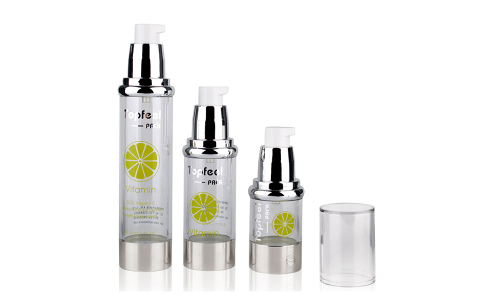 Silver Shoulder Transparent Clear 15ml 30ml 50ml Cosmetic Airless Pump Bottle Featured Image