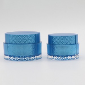 Skin Care Packaging Continens 30g 50g Blue Face Cream Plastic Cream Jar Cum Lid