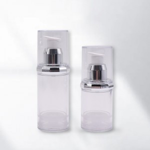 PA82 Rounder 透明精华无气乳液泵瓶，带菱形肩