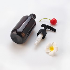 TB07 PET PCR ବୋଷ୍ଟନ୍ ବୋତଲ ଆମ୍ବର ପ୍ଲାଷ୍ଟିକ୍ ସାମ୍ପୁ ବୋତଲ ଶୋର୍ ପ୍ୟାକେଜିଂ |