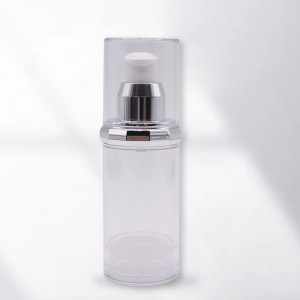 Botella de bomba de loción sin aire de suero transparente redondo PA82 con hombro de diamante