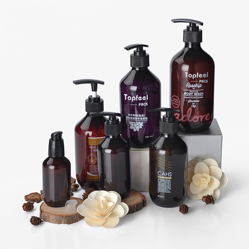 China Factory Free sample Unique Lotion Bottles Amber PET Lotion