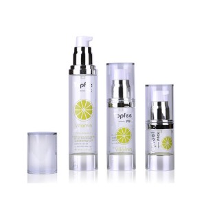 ସିଲଭର କାନ୍ଧ ସ୍ୱଚ୍ଛ ସଫା 15ml 30ml 50ml କସମେଟିକ୍ ଏୟାରଲେସ୍ ପମ୍ପ ବୋତଲ |