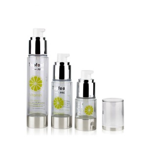 Silver Shoulder Transparent Clear 15ml 30ml 50ml Cosmetic Airless Pump Bottle