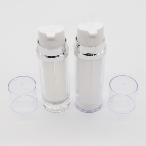 双室圆形真空瓶，厚壁 2 合 1 眼部精华瓶
