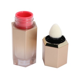 Facial blush tube container with brush
