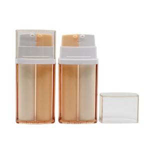 Dual Chamber Square Airless Bottle,  Double Wall 2 in 1 Eye Serum Bottle