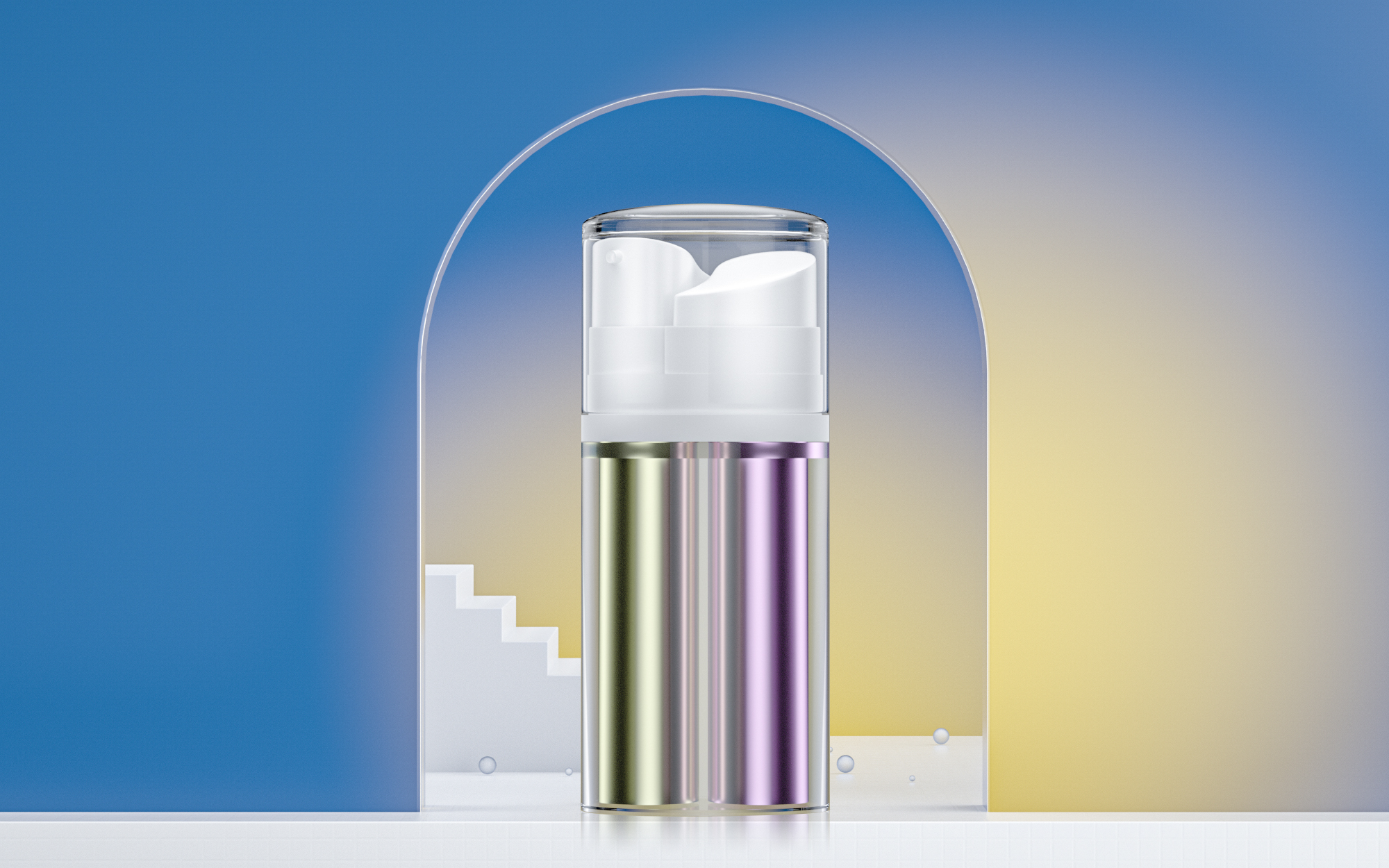 Topfeelpack dual chamber bottle