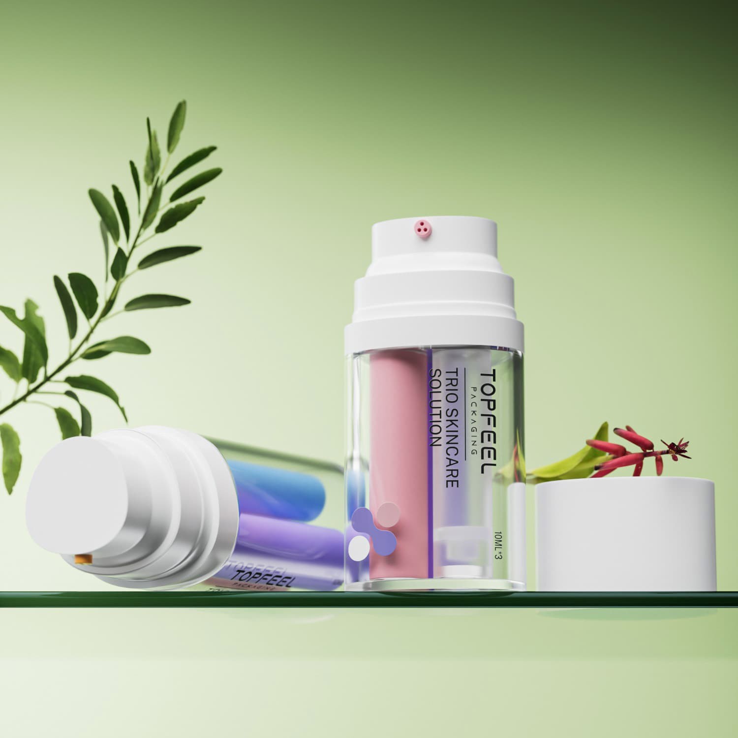 OEM Tri-Chamber Airless Bottle For Serum Lotion 