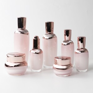 Custom Logo Luxury Pink Cosmetic Packaging Set Cream Jar