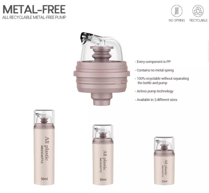 metal free pump airless bottle