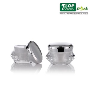 Ganda Lapisan Cream Jar Acrylic Kosmétik bungkusan kalawan Screw Cap