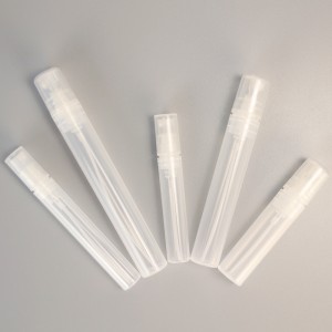 TS01 PP plastová mini fľaštička s rozprašovačom na ústa bez obsahu kovov Prázdna fľaštička s rozprašovačom na pero na parfumy